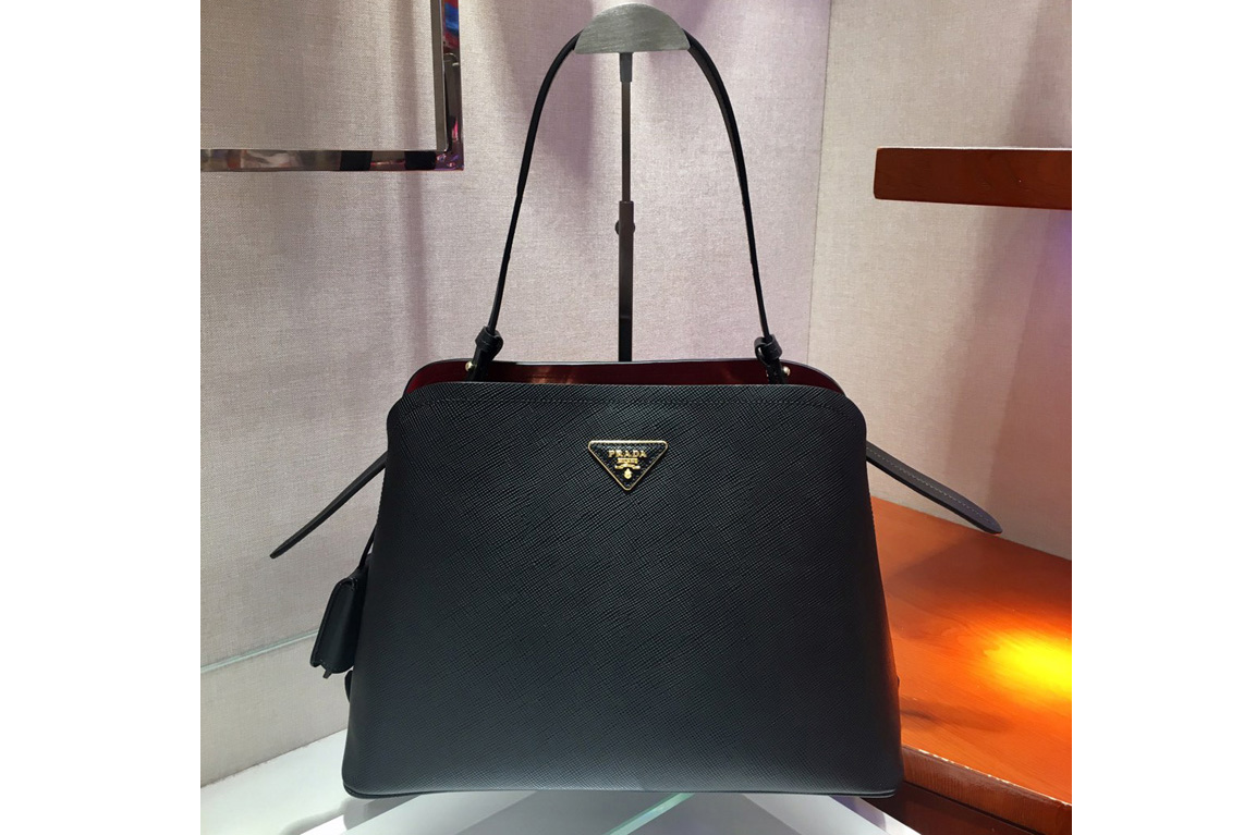 Prada 1BA249 Matinee handbags Black Saffiano leather