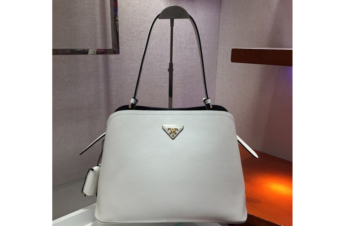 Prada 1BA249 Matinee handbags White Saffiano leather