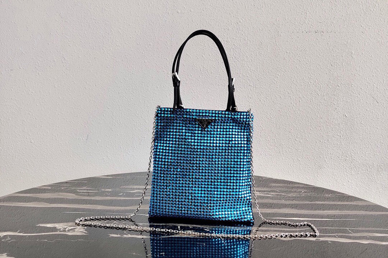 Prada 1BA253 Embellished nylon bag in Blue Nylon