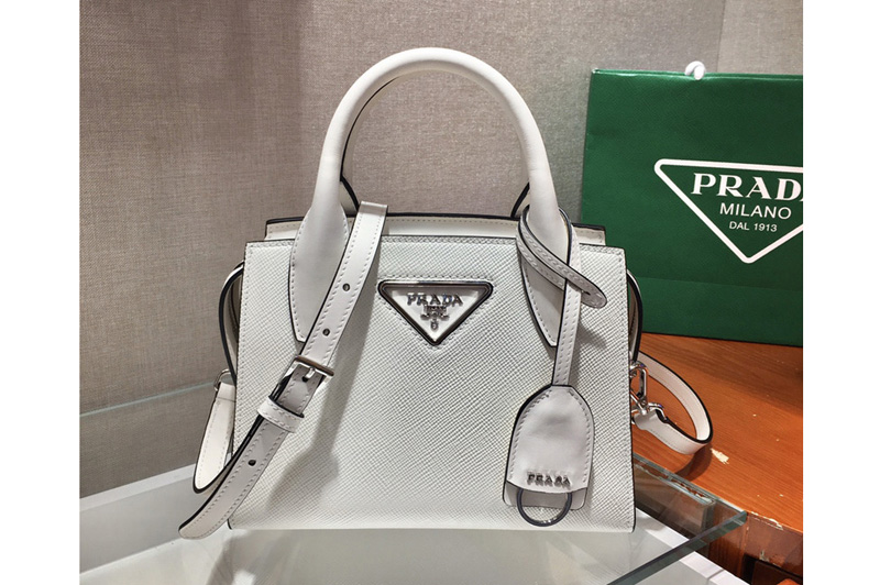 Prada 1BA269 Saffiano leather handbag in White Saffiano leather