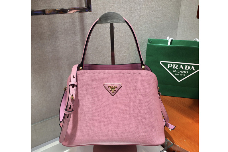 Prada 1BA282 Medium Saffiano Leather Prada Matinee Bag in Pink Saffiano Leather