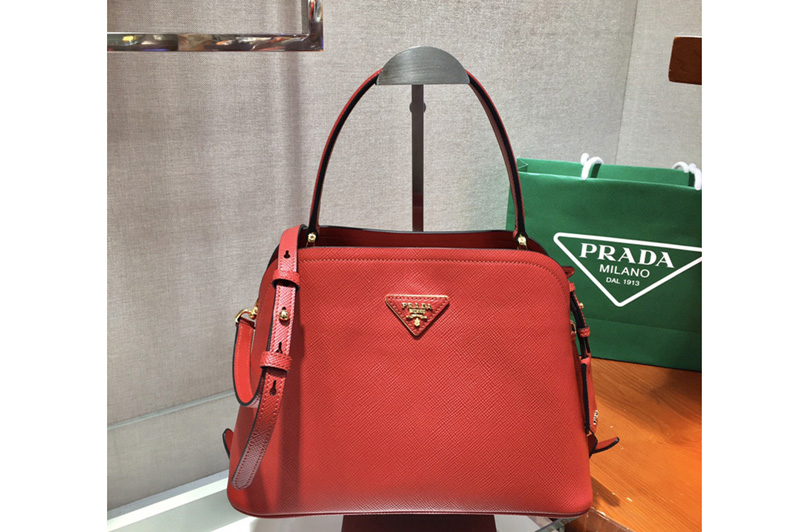 Prada 1BA282 Medium Saffiano Leather Prada Matinee Bag in Red Saffiano Leather