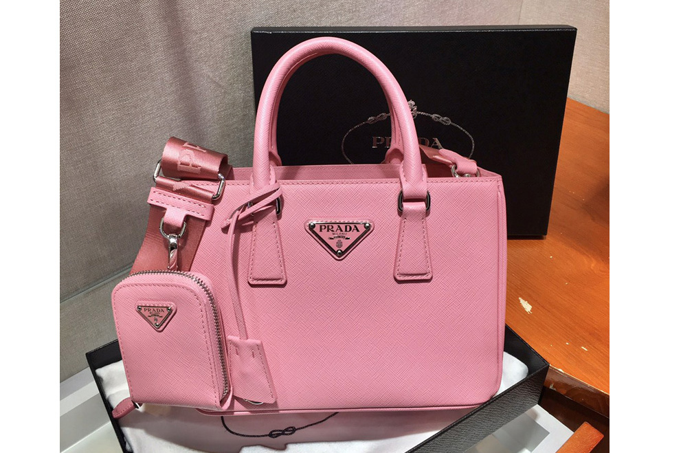 Prada 1BA296 Galleria Small Saffiano Leather Bags in Pink Saffiano Leather