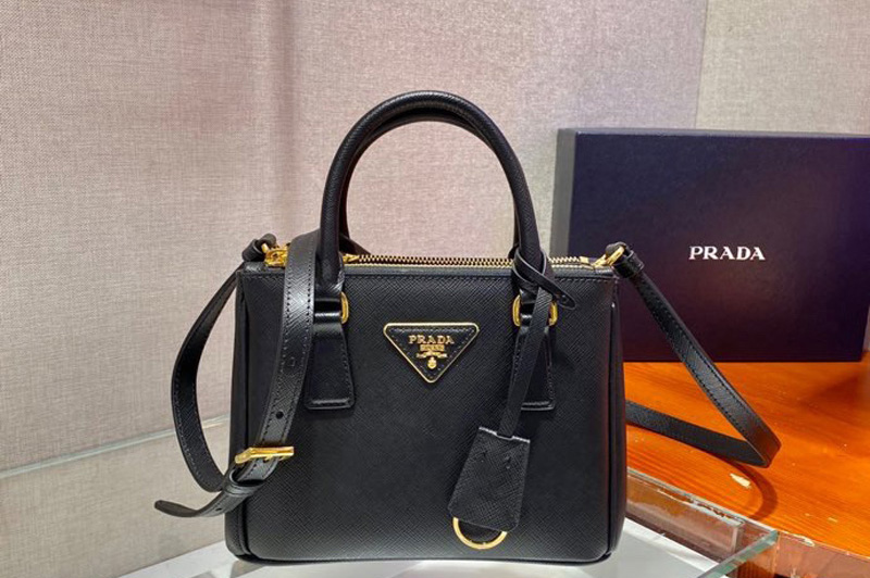 Prada 1BA906 Prada Galleria Saffiano leather micro-bag in Black Saffiano leather