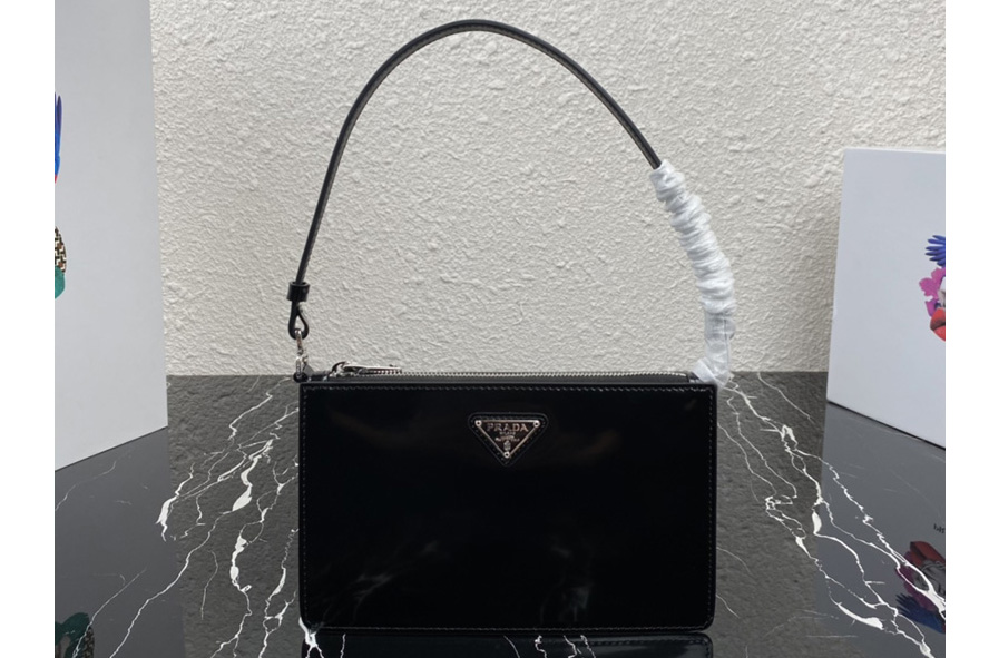 Prada 1BC155 Brushed leather mini-bag in Black brushed leather