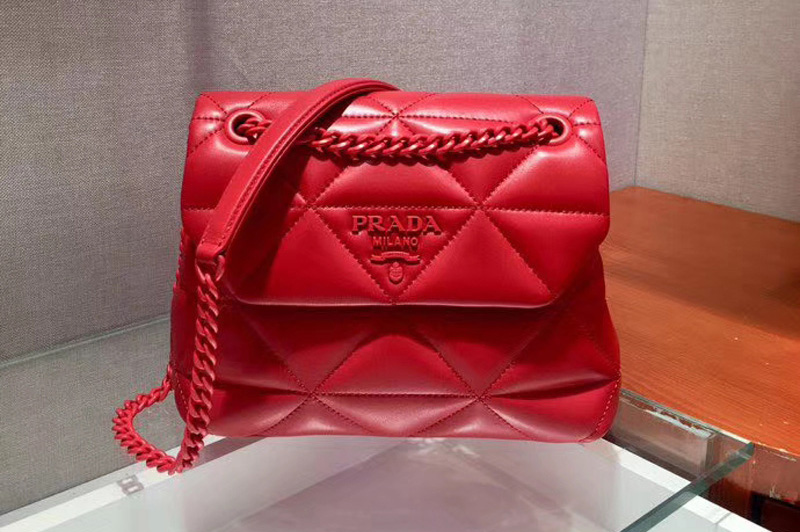 Prada 1BD233 Small Spectrum shoulder bag Red Stitched nappa leather