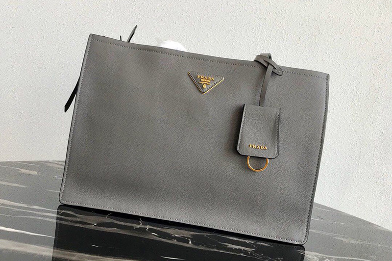 Prada 1BG122 Leather tote Bag in Gray Calf leather
