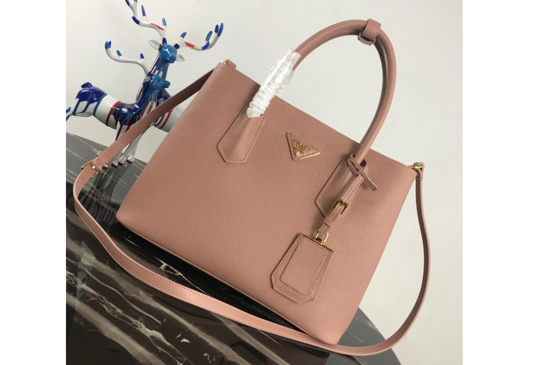 Prada 1BG2775 Double Medium Bag in Pink Saffiano leather