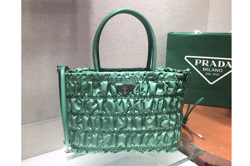 Prada 1BG321 Nylon tote Bag in Green Embossed nylon