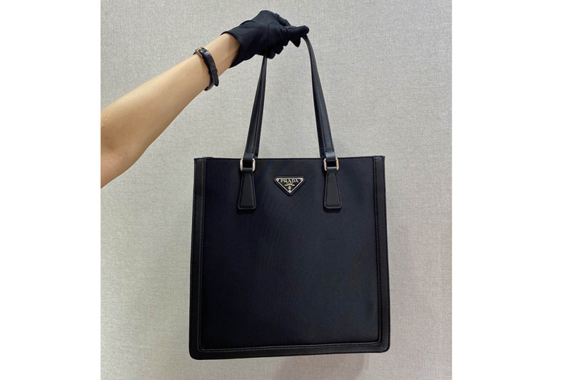 Prada 1BG363 Leather and nylon tote bag in Black Nylon