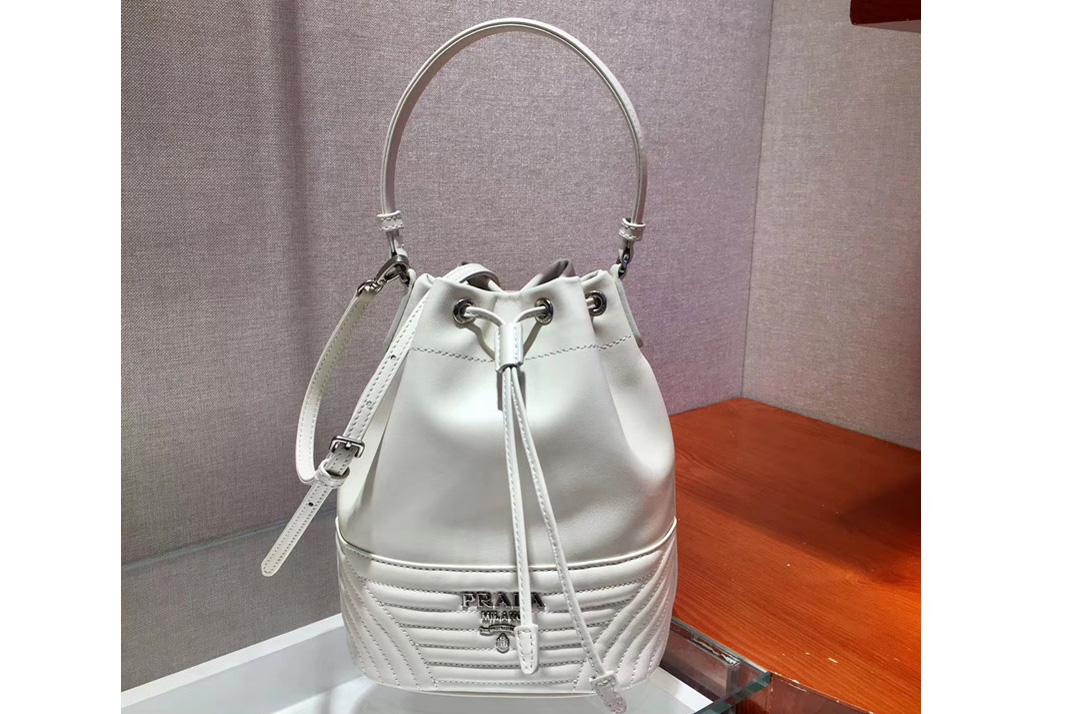 Prada 1BH038 Duet leather shoulder bags White Calf leather