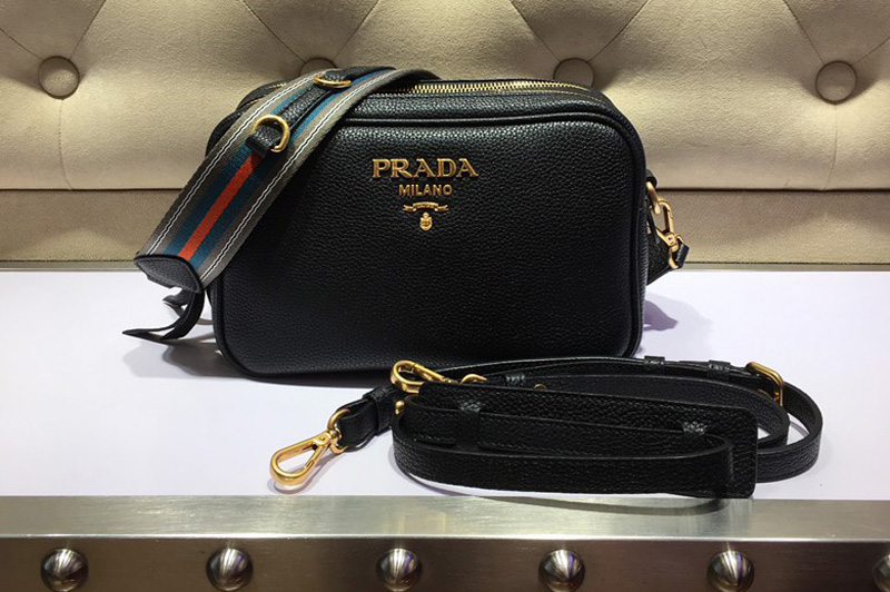 Prada 1BH082 Leather shoulder bags Black Calf leather