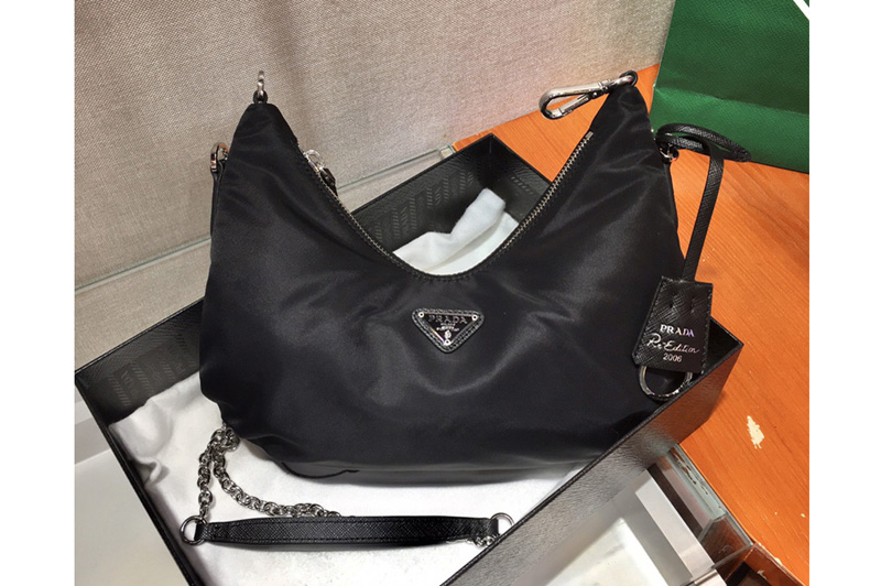Prada 1BH172 Nylon Hobo Bags in Black Nylon