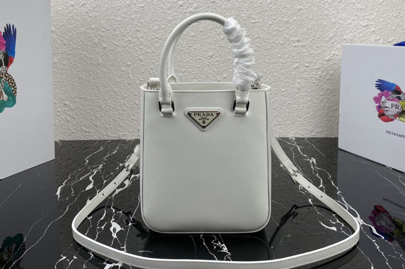 Prada 1BH183 Saffiano leather mini bag in White Saffiano leather