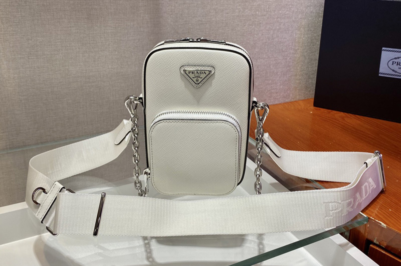 Prada 1BH183 Saffiano leather mini bag in White Saffiano leather
