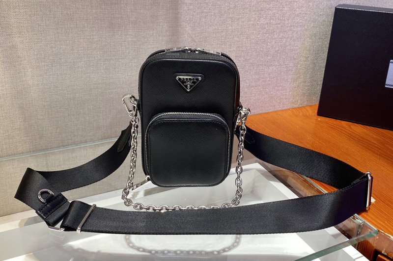 Prada 1BH183 Saffiano leather mini bag in Black Saffiano leather