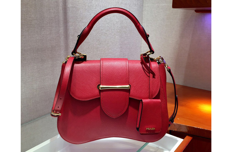 Prada 1BN005 Medium Sidonie Bags Red Saffiano leather