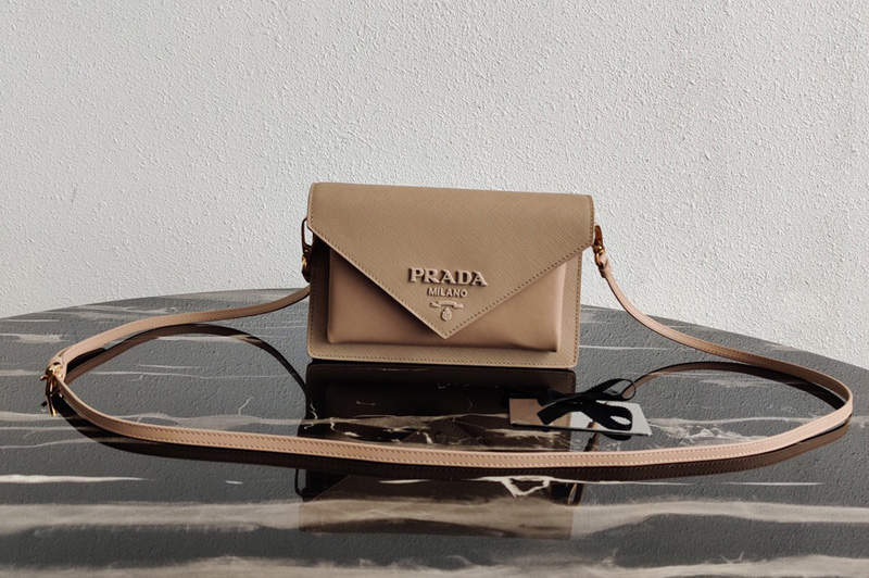 Prada 1BP020 Saffiano leather mini-bag in Apricot Saffiano leather