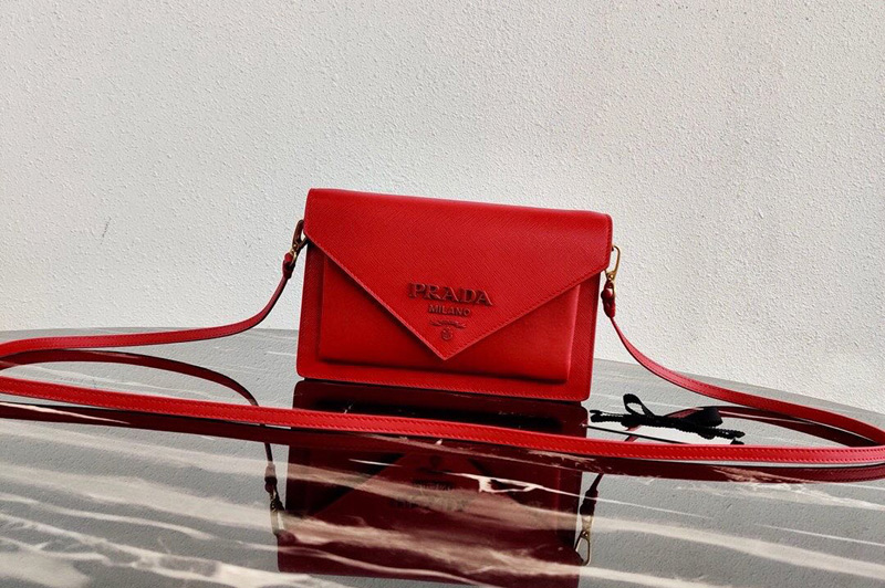 Prada 1BP020 Saffiano leather mini-bag in Red Saffiano leather