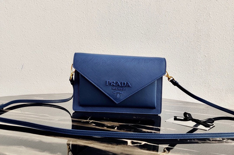 Prada 1BP020 Saffiano leather mini-bag in Blue Saffiano leather