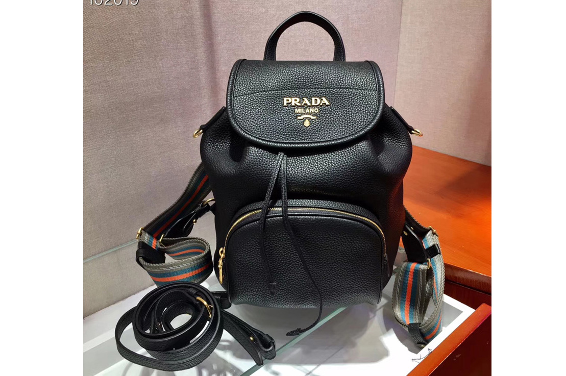 Prada 1BZ035 Leather backpack Black Calf leather
