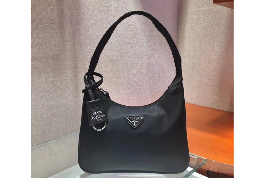 Prada 1N1416 Re-Edition 2000 nylon and Saffiano leather mini-bags Black Re-Nylon