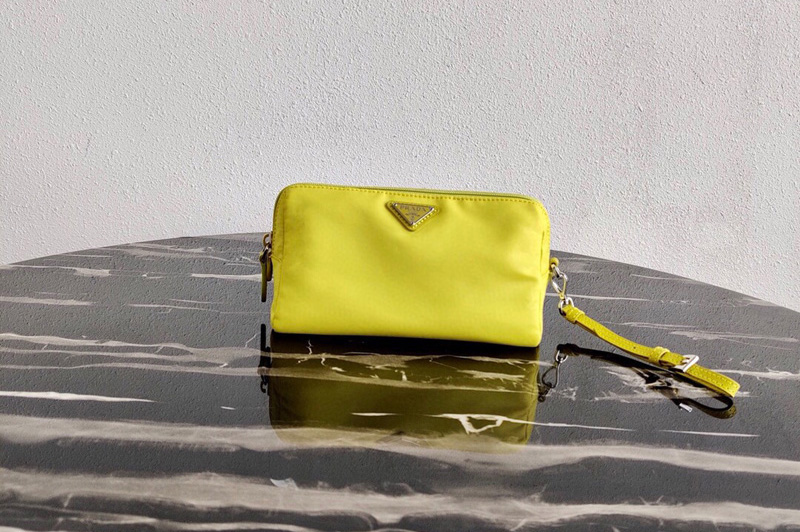 Prada 1NE693 Fabric Cosmetic Pouch in Yellow Fabric