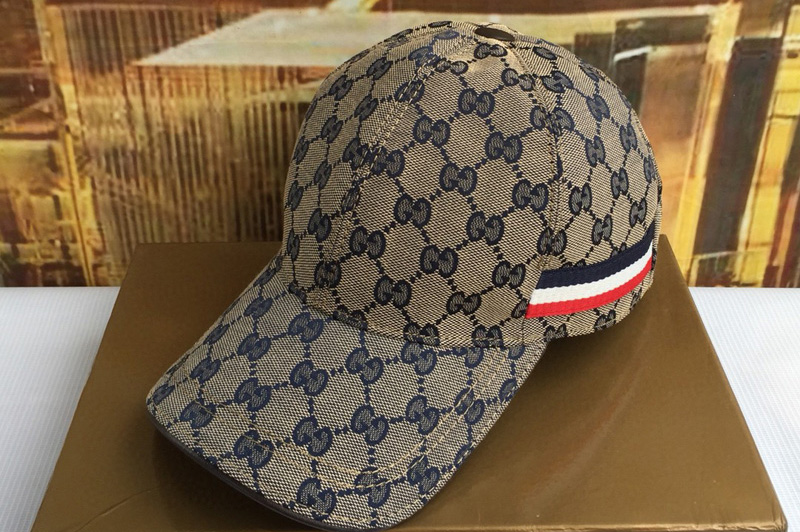 Gucci 200035 Original GG canvas baseball hat with Web In Beige/Black Original GG