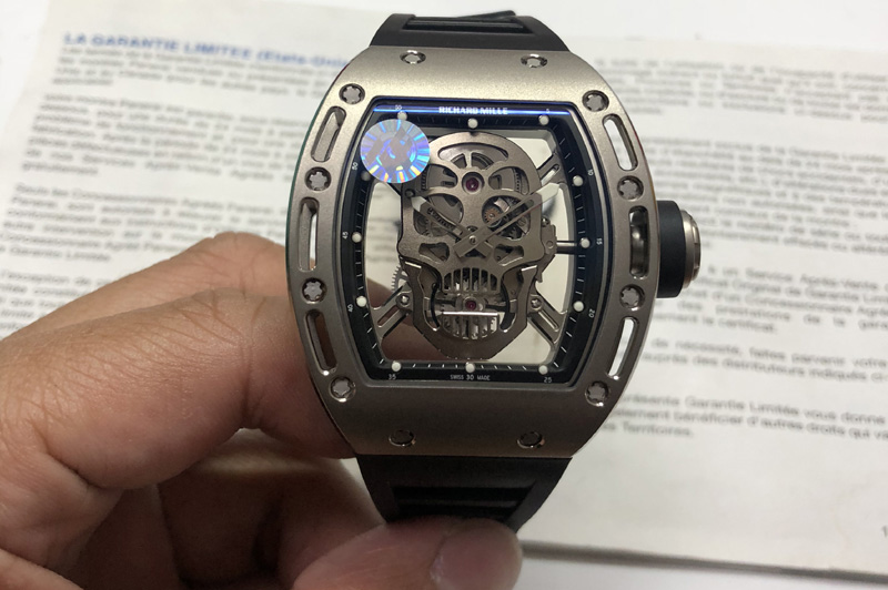 Richard Mille RM052 Skull Titanium ZF 1:1 Best Edition Skeleton Dial on Black Rubber Strap NH05A