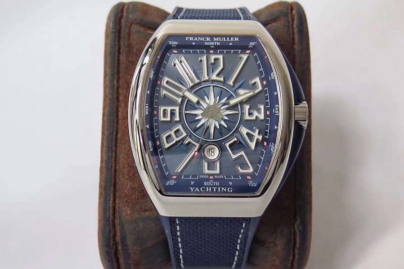Franck Muller Vanguard V45 SS ZF Best Edition Blue Textured Dial on Blue Nylon Strap M9015