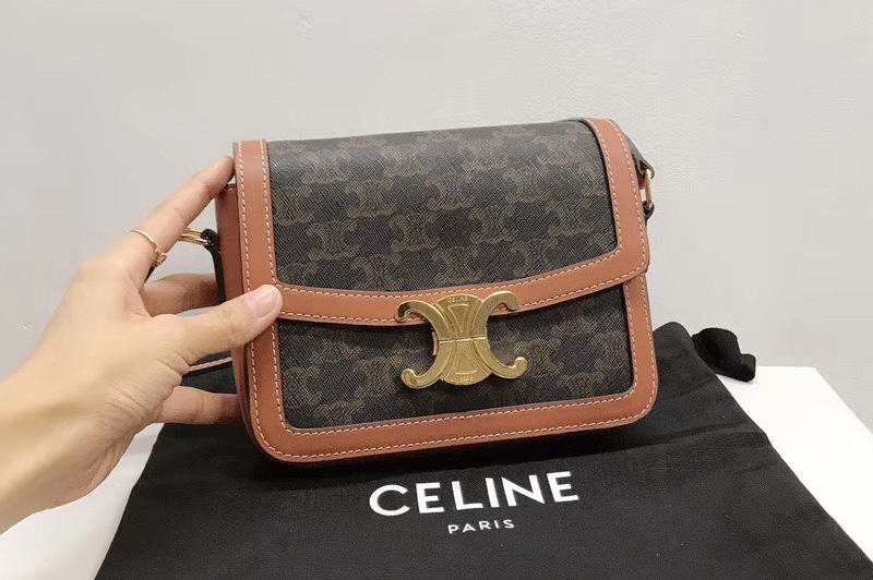 Celine 18888 TEEN TRIOMPHE BAG IN TRIOMPHE CANVAS AND CALFSKIN