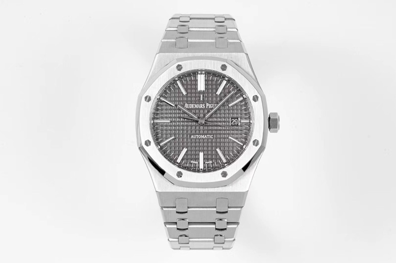 Audemars Piguet Royal Oak 41mm 15400 SS ZF 1:1 Best Edition Gray Textured Dial on SS Bracelet A3120 (Free Box)