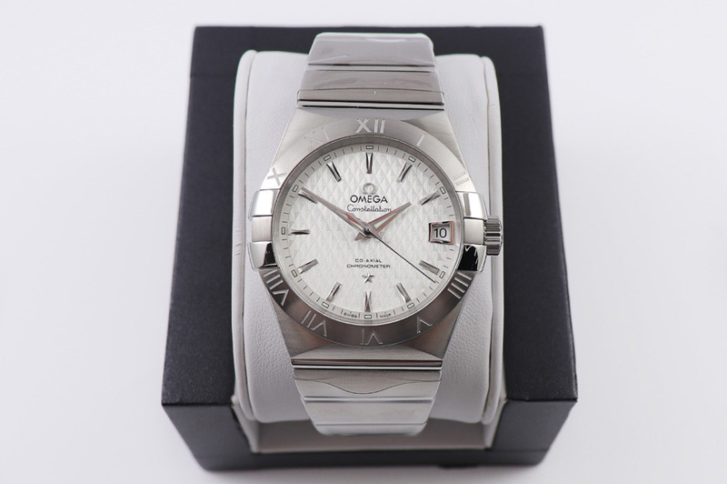 Omega Constellation 38mm SS VSF 1:1 Best Edition White Textured Dial on SS Bracelet A8500 Super Clone