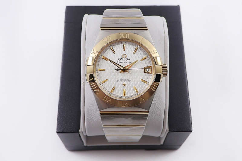 Omega Constellation 38mm SS/YG VSF 1:1 Best Edition White Textured Dial on SS/YG Bracelet A8500 Super Clone