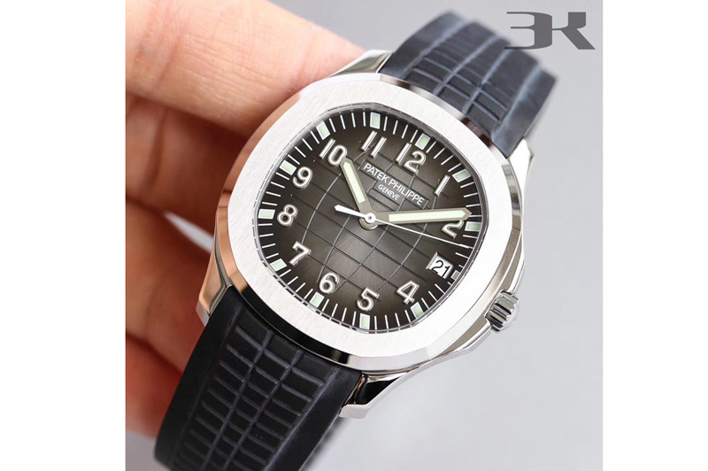 Patek Philippe Aquanaut 5167 SS 3KF Best Edition Gray Dial on Black Rubber Strap A324 Super Clone