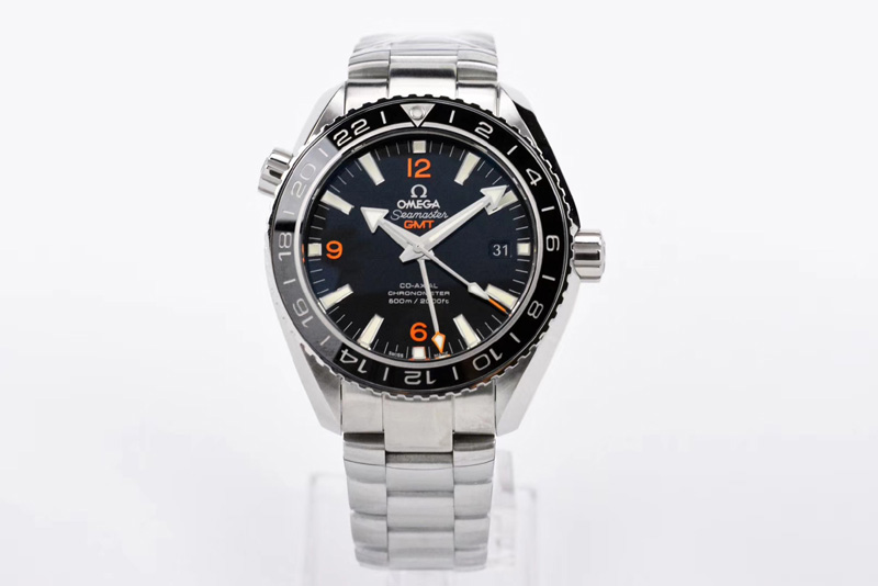 Omega Planet Ocean 600M Co-Axial GMT 43.5mm VSF 1:1 Best Edition Black Dial Orange Markers on SS Bracelet A8605 Super Clone