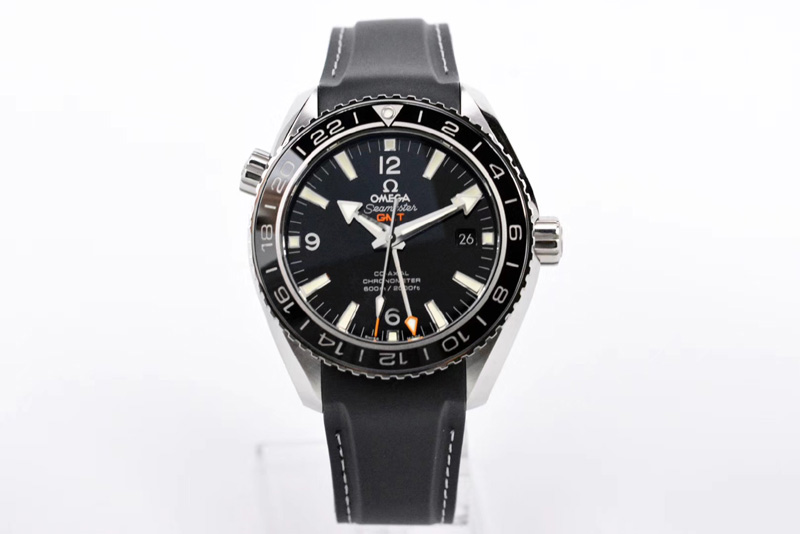 Omega Planet Ocean 600M Co-Axial GMT 43.5mm VSF 1:1 Best Edition Black Dial Silver Markers on Black Rubber Band A8605 Super Clon