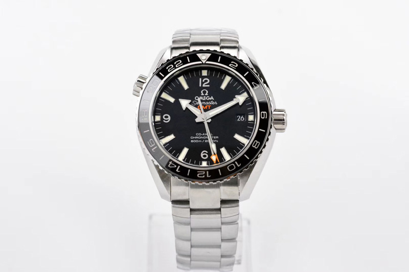 Omega Planet Ocean 600M Co-Axial GMT 43.5mm VSF 1:1 Best Edition Black Dial Silver Markers on SS Bracelet A8605 Super Clone