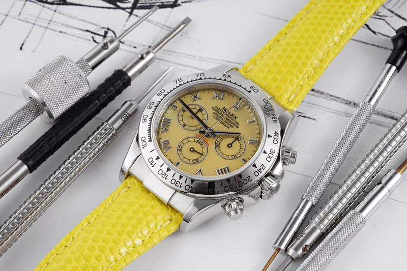 Rolex Daytona 116519 OXF Best Edition Yellow Dial on Yellow Leather Strap A7750