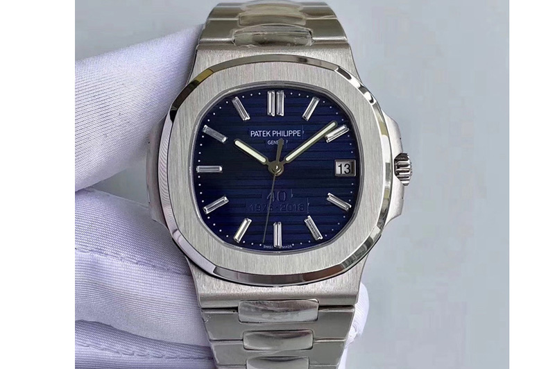 Patek Philippe Nautilus Jumbo 5711 PF 1:1 Best Edition 40th Anniversary Blue Dial on SS Bracelet A324 Clone