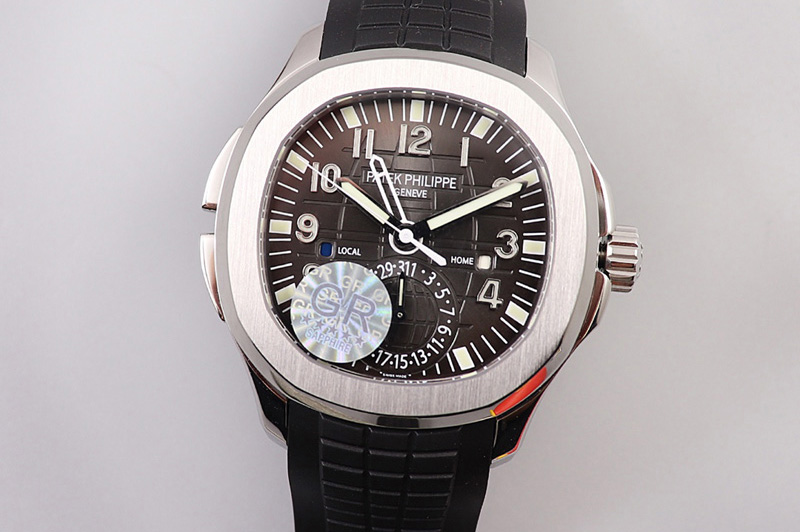 Patek Philippe Aquanaut 5164A SS GRF Best Edition Gray Dial on Black Rubber Strap A324 V2