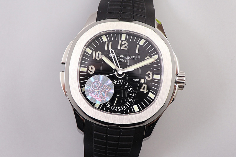 Patek Philippe Aquanaut 5164A SS GRF Best Edition Black Dial on Black Rubber Strap A324 V2