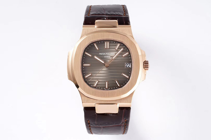 Patek Philippe Nautilus 5711/1R PPF V4 1:1 Best Edition Brown Textured Dial on Brown Leather Strap 324CS (Free box)