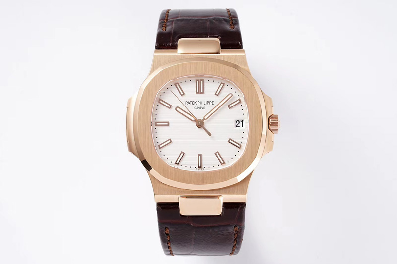 Patek Philippe Nautilus 5711/1R PPF V4 1:1 Best Edition White Textured Dial on Brown Leater Strap 324CS (Free box)