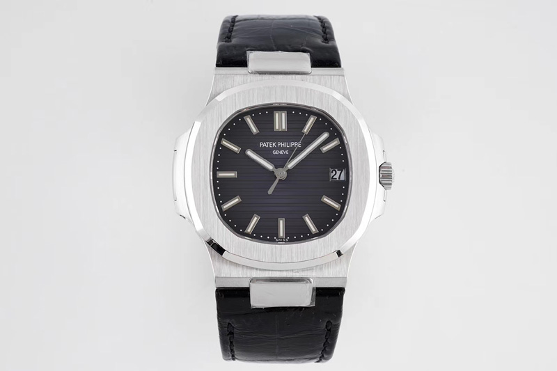 Patek Philippe Nautilus 5711/1A PPF 1:1 Best Edition Gray Textured Dial on Black Leather Strap 324CS (Free box) V4