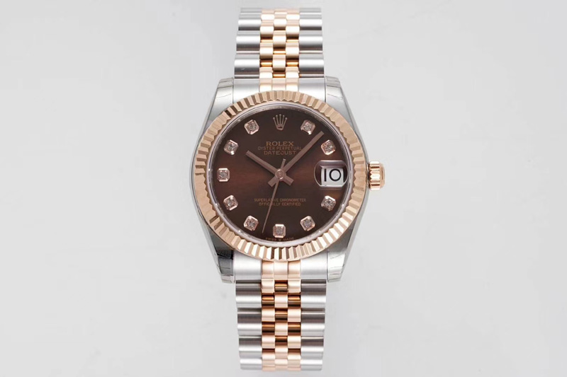 Rolex Datejust 31mm 178274 SS/YG GSF Best Edition Brown Crystal Markers Dial on SS/YG Jubilee Bracelet SEIKO NH05A