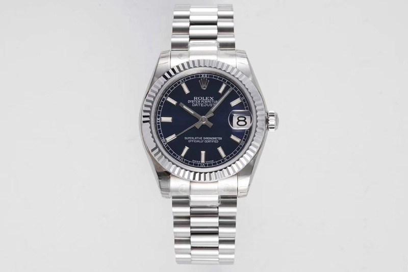 Rolex Datejust 31mm 178274 SS GSF Best Edition Blue Stick Markers Dial on SS President Bracelet SEIKO NH05A