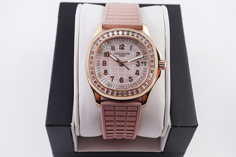 Patek Philippe Aquanaut Jumbo 5069A RG PPF 1:1 Best Edition White MOP Dial on Gray Rubber Strap Asain PP324CS(Free box)