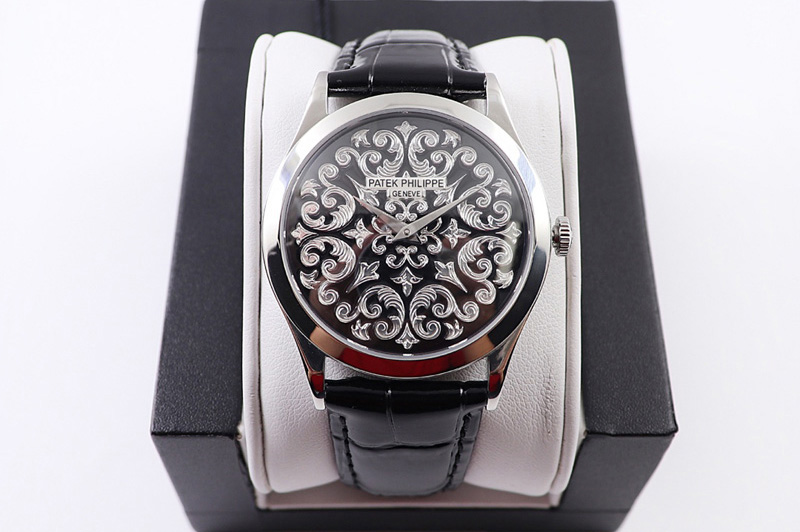 Patek Philippe Calatrava 5088 SS FLF Best Edition Style 1 on Black Leather Strap A240 (Micro Rotor)