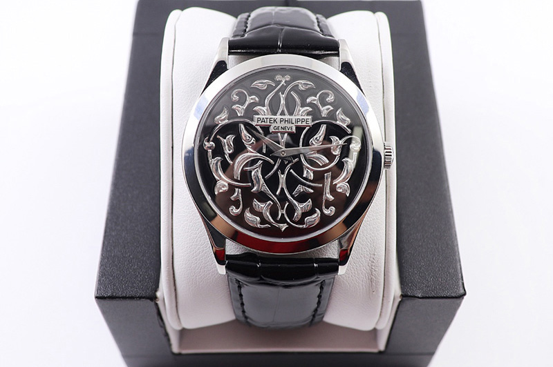 Patek Philippe Calatrava 5088 SS FLF Best Edition Style 1 on Black Leather Strap A240 (Micro Rotor)